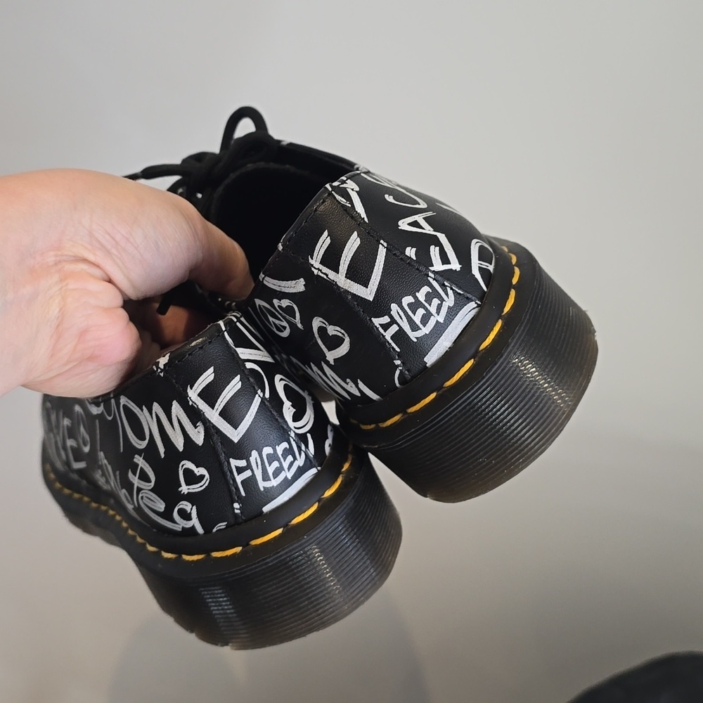 Dr.Martens 1461 Script Peace Love Freedom Black Oxford Shoes - Picture 8 of 11